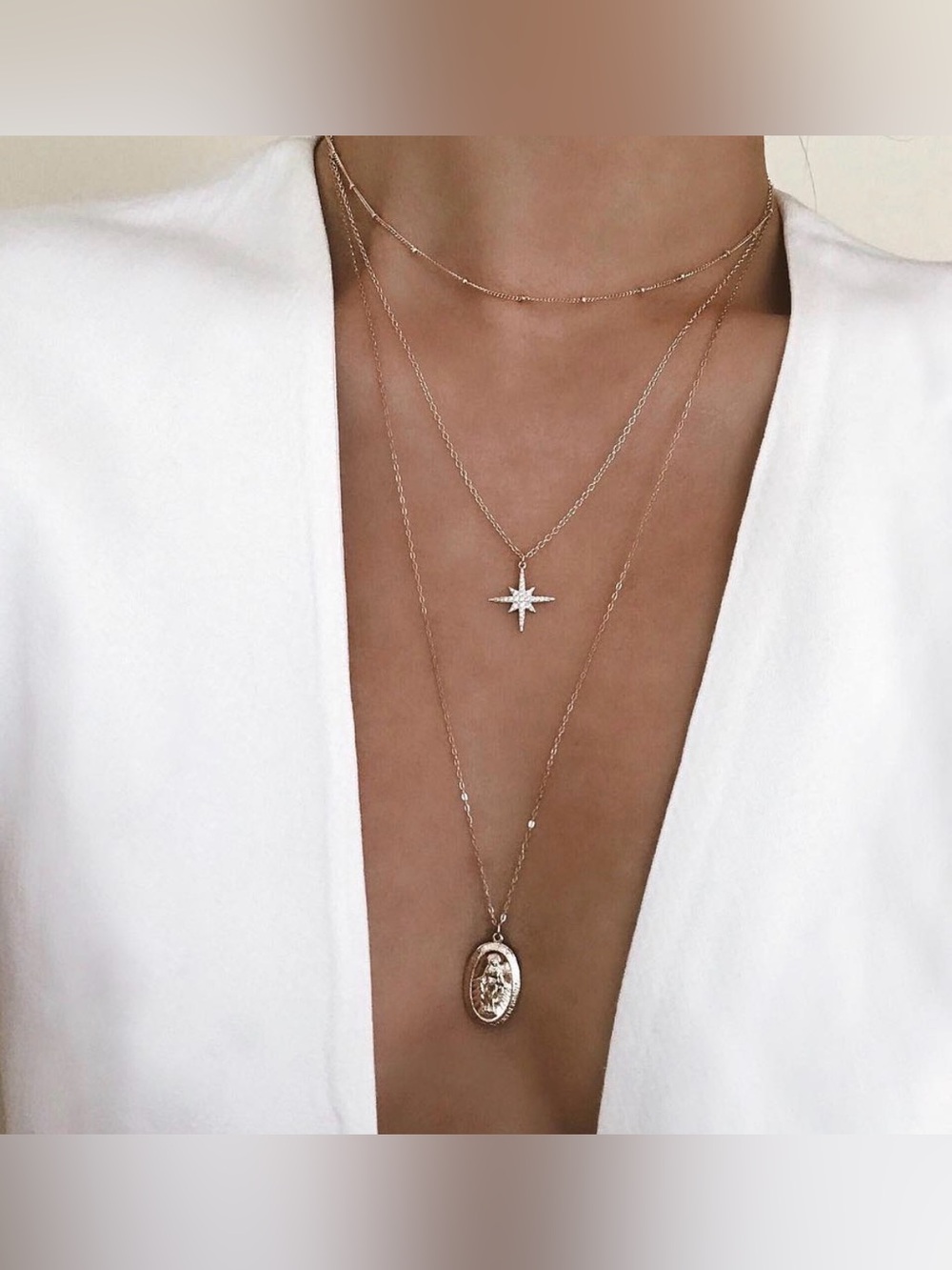 Esties Gold Virgin Mary 22.5” Necklace